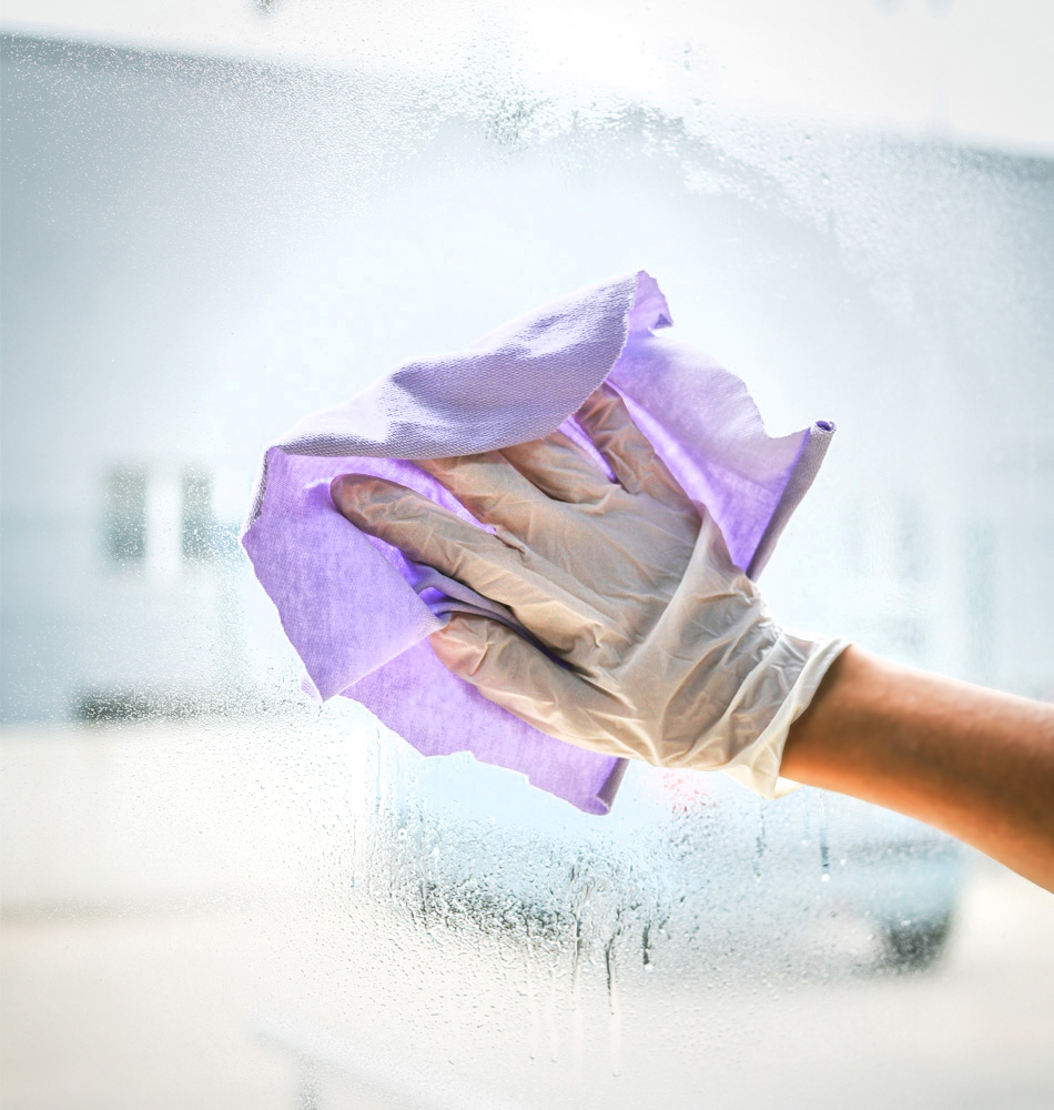 Cleaning Windows With Wiping Rags